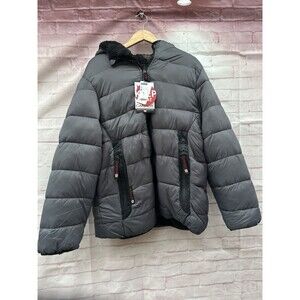 Canada Weather Gear Men’s XL Gray Hooded Reversible Camo Puffer Winter Coat